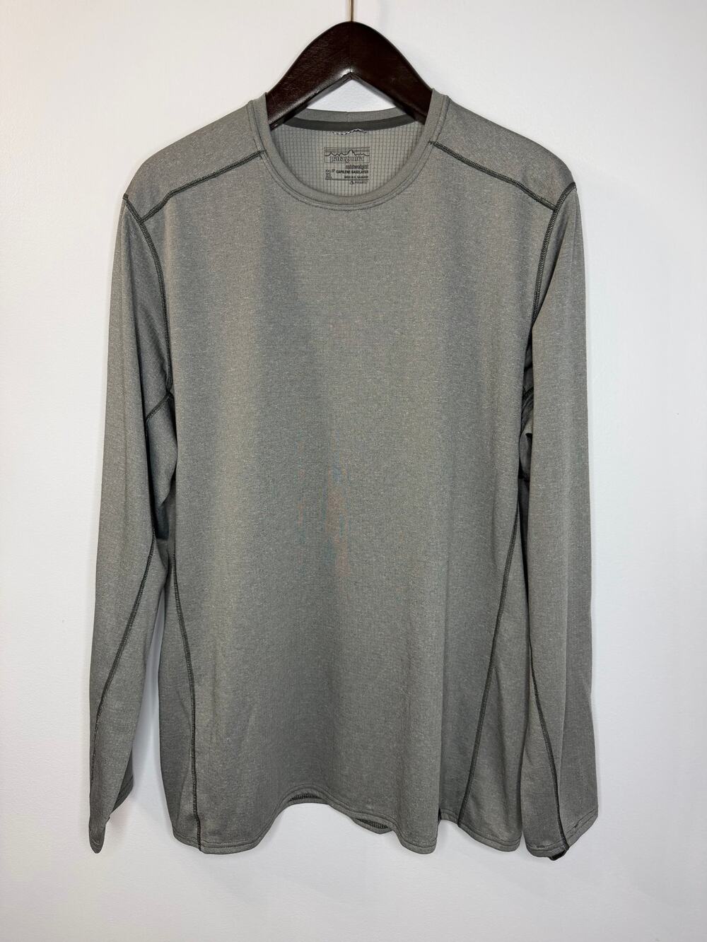 Patagonia Capilene Midweight T Shirt Gray Long Sleeve Base Layer Men's Sz XL